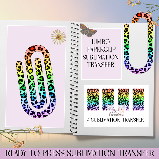 Leopard Rainbow Pattern - Jumbo Paperclip Sublimation Transfer