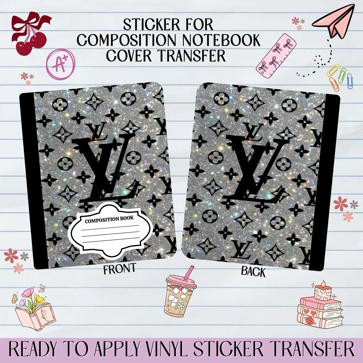 Fancy Glitter Design - Sticker for Notebook Cover