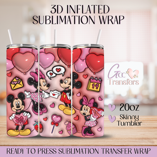 Love Calendar Mice Characters - 20oz 3D Inflated Sublimation Wrap