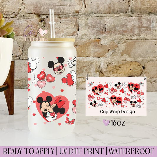 Love Mice Couple Hearts  - 16oz UV DTF WRAP