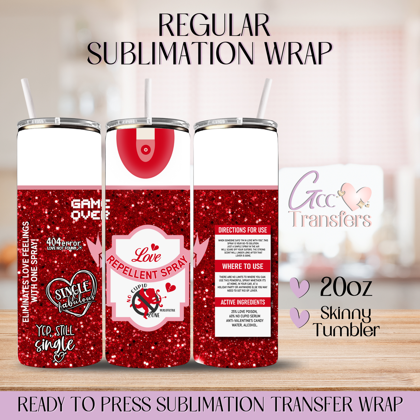 Love Repellent Spray - 20oz Regular Sublimation Wrap