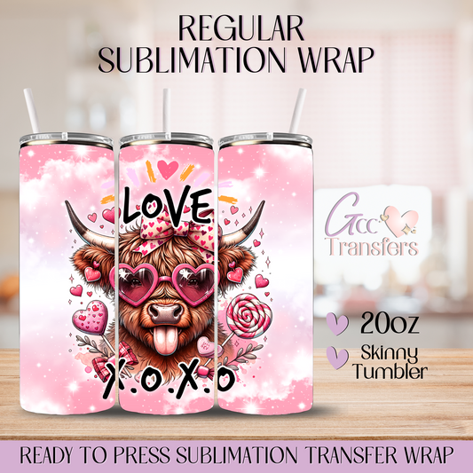 Love XoXo Highland Cow Face - 20oz Regular Sublimation Wrap