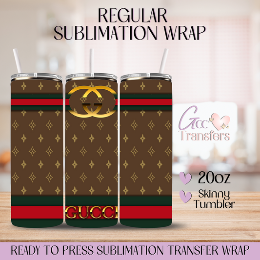 Luxury Brown Red Green Pattern - 20oz Regular Sublimation Wrap