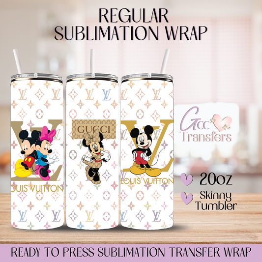 White Luxury Mice Pattern - 20oz Regular Sublimation Wrap