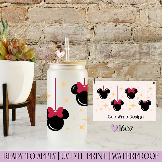 Christmas Mice Ears Ornaments - 16oz UV DTF WRAP