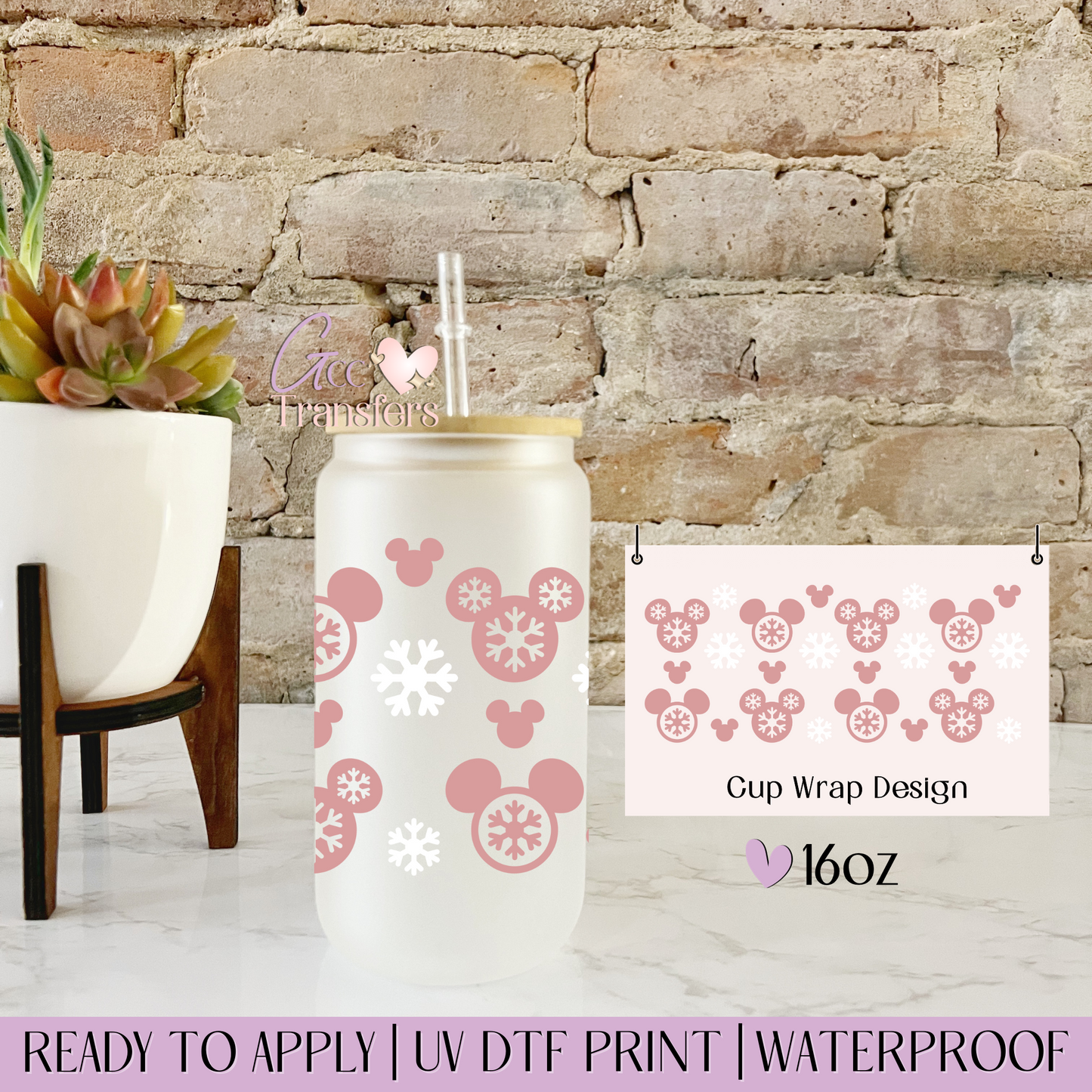 Magic Ears Snowflakes - 16oz UV DTF WRAP