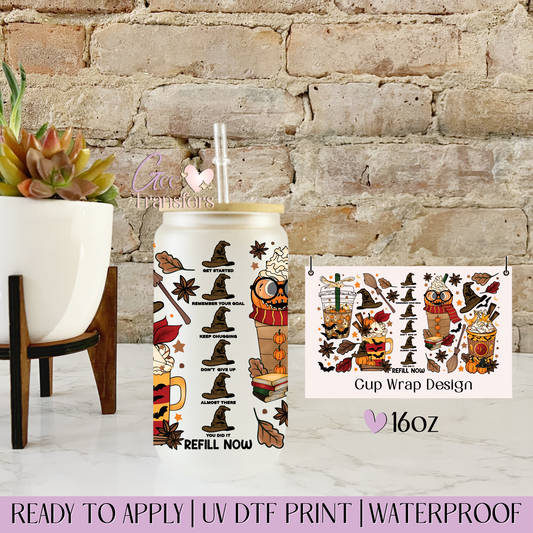 Magic Iced Coffee Witch Hat Halloween - 16oz UV DTF WRAP