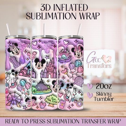 Magical Mice Couple Theme Park - 20oz 3D Inflated Sublimation Wrap