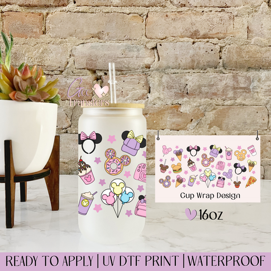 Magical Coffee Snack Park Theme - 16oz UV DTF WRAP