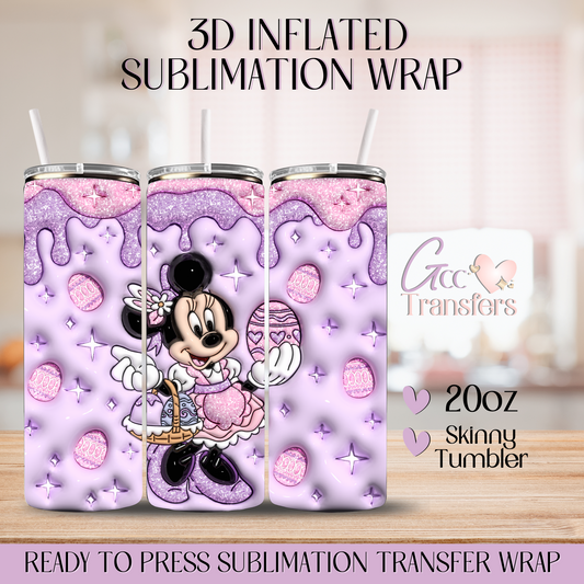 Purple Easter Egg Mice Bow - 20oz 3D Inflated Sublimation Wrap