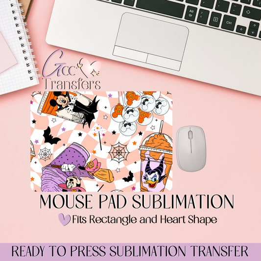 Magical Halloween Coffee Characters - Mouse Pad Sublimation Transfer