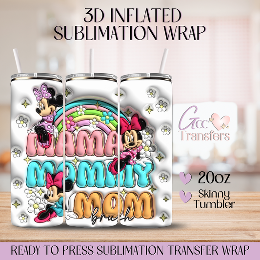 Mama Mommy Mom Brush Rainbow - 20oz 3D Inflated Sublimation Wrap
