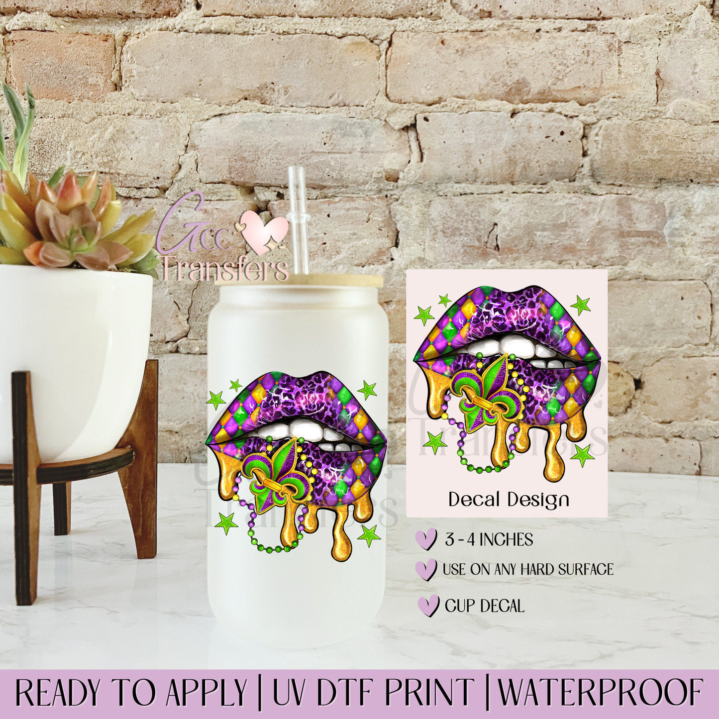 Mardi Gras Festive Lips - Decal UVDTF