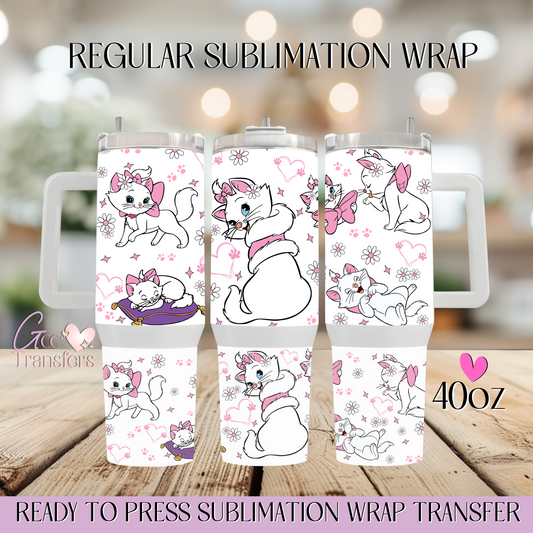 Cute Pink Cat - 40oz Regular Sublimation Wrap