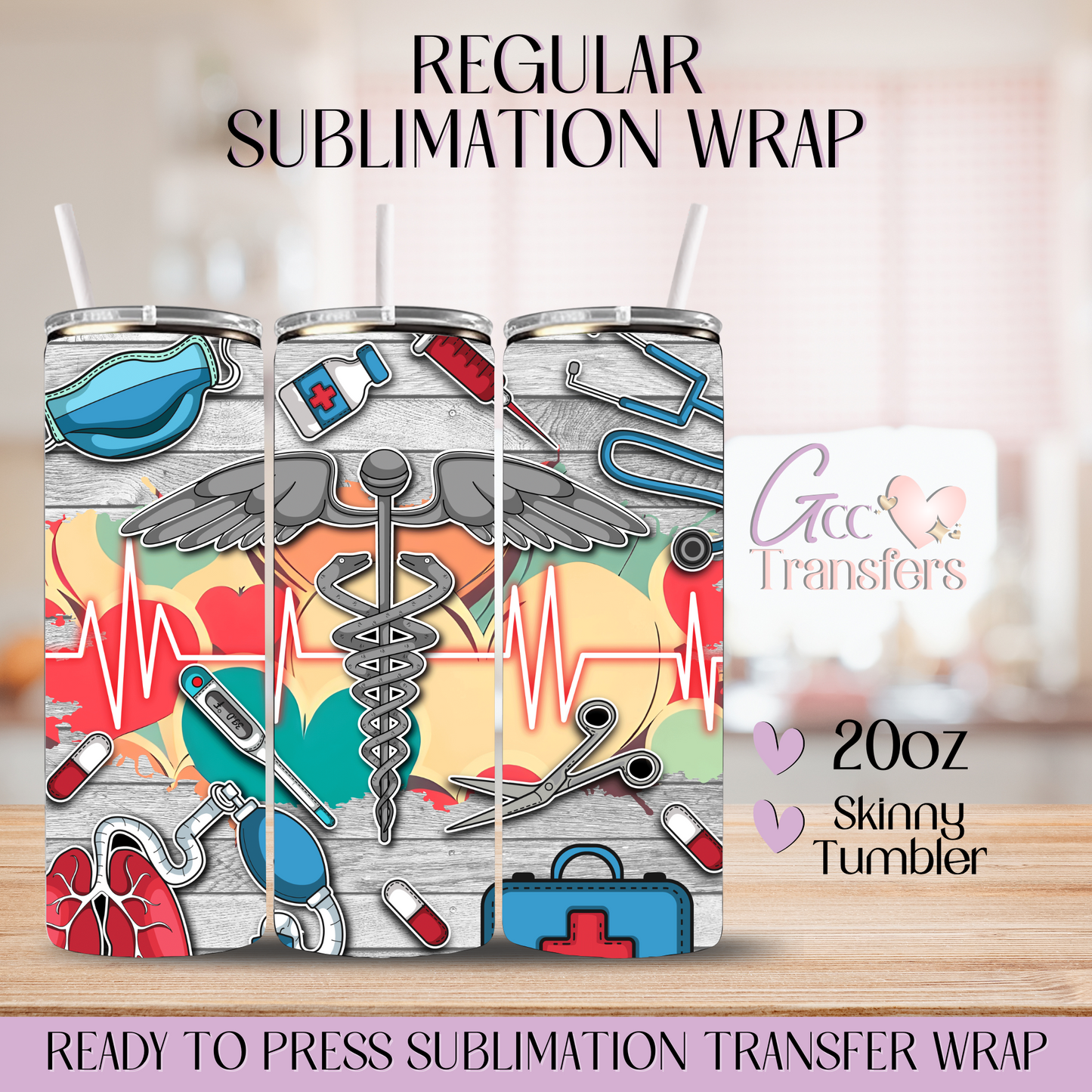 Medical Hospital Doctor Nurse - 20oz Regular Sublimation Wrap