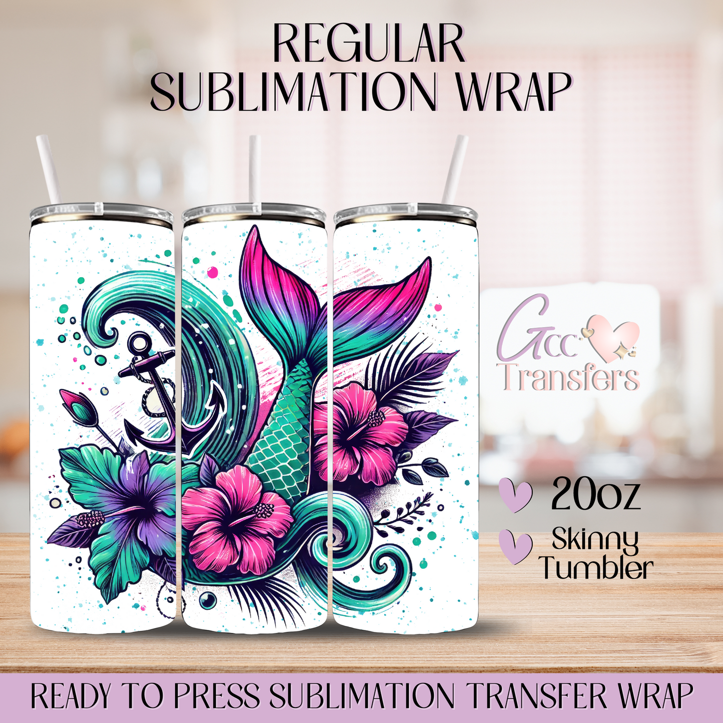 Mermaid Tail - 20oz Regular Sublimation Wrap