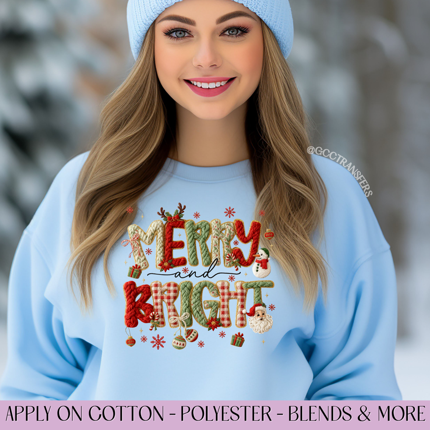 Merry & Bright Crochet Yarn - Full Color DTF Transfer