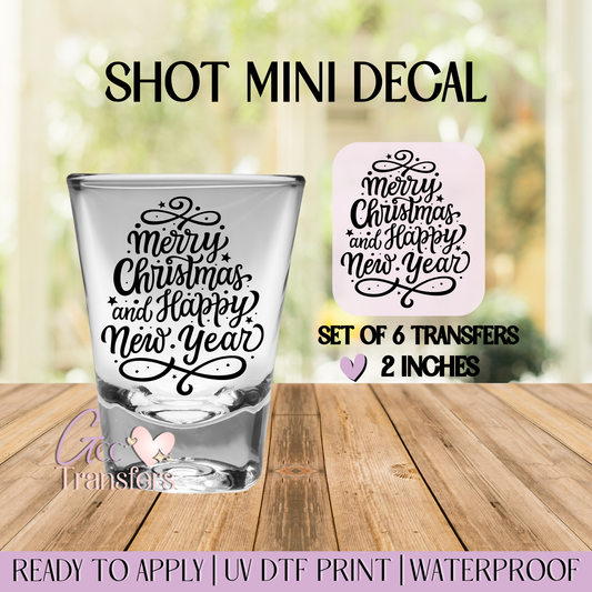 Merry Christmas & Happy New Year - Set of 6 (Shot UV Decals)