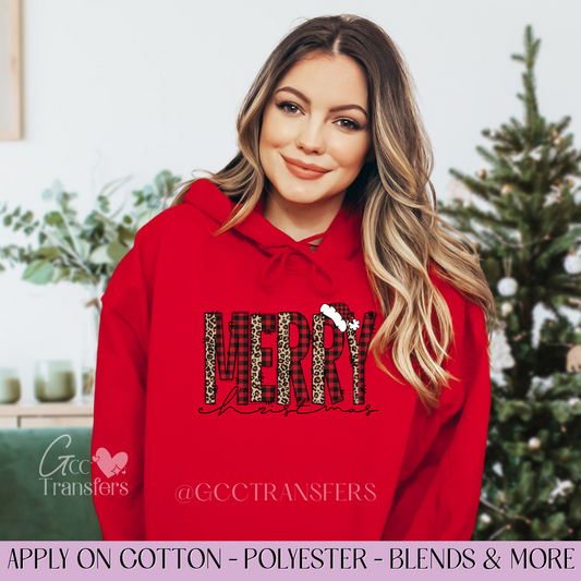 Merry Christmas Buffalo Paid Black - Full Color DTF Transfer