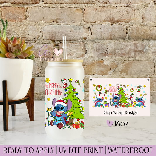 Alien Merry Christmas Tree - 16oz UV DTF WRAP