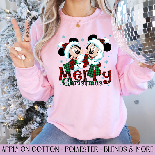 Merry Christmas Mice Couple - Full Color DTF Transfer