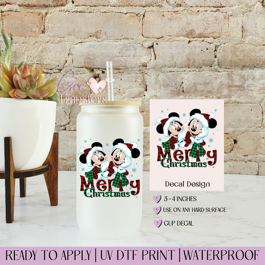 Merry Christmas Mice Snow - Decal UVDTF