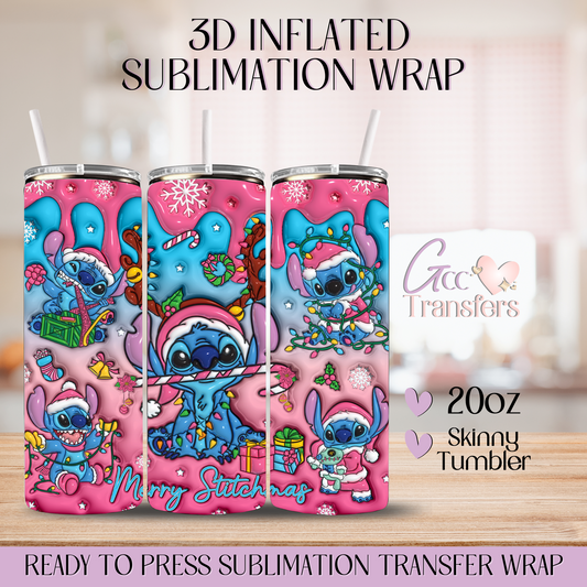 Cute Alien Merry Xmas - 20oz 3D Inflated Sublimation Wrap