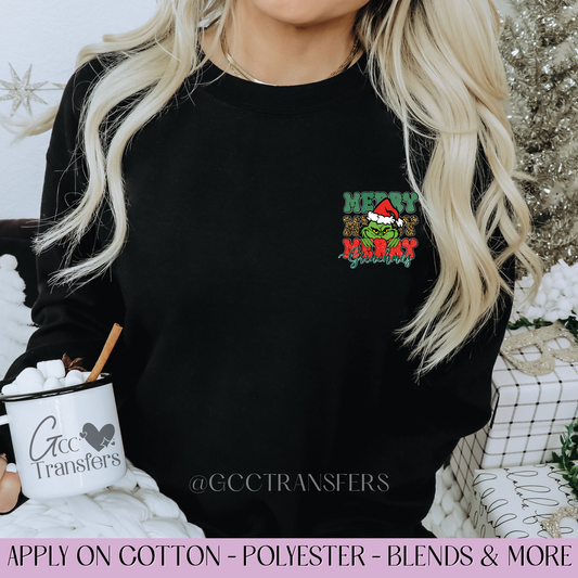 Merry X3 Grinchmas (Pocket Size) - Full Color DTF Transfer