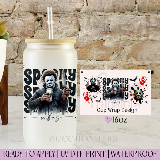 Michael Spooky Vibes Coffee - 16oz UV DTF WRAP