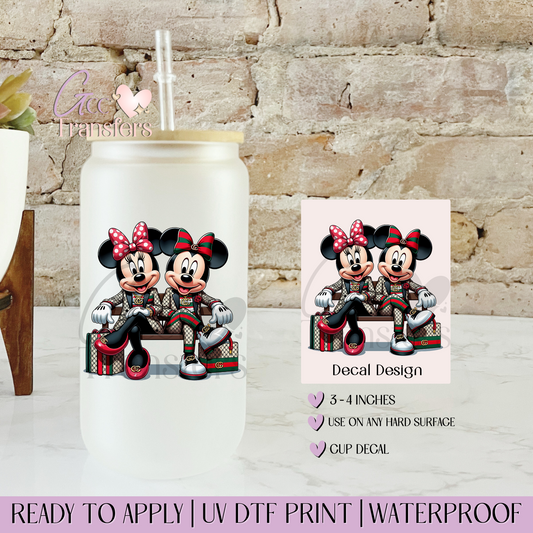 Mice Couple Wearing Luxury - Decal UVDTF