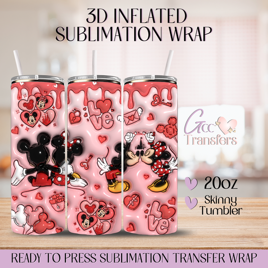 Mice Couple Kissing Hugging Love - 20oz 3D Inflated Sublimation Wrap
