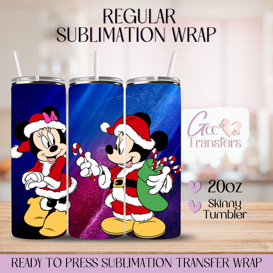 Mice Couple Christmas Candy Cane - 20oz Regular Sublimation Wrap