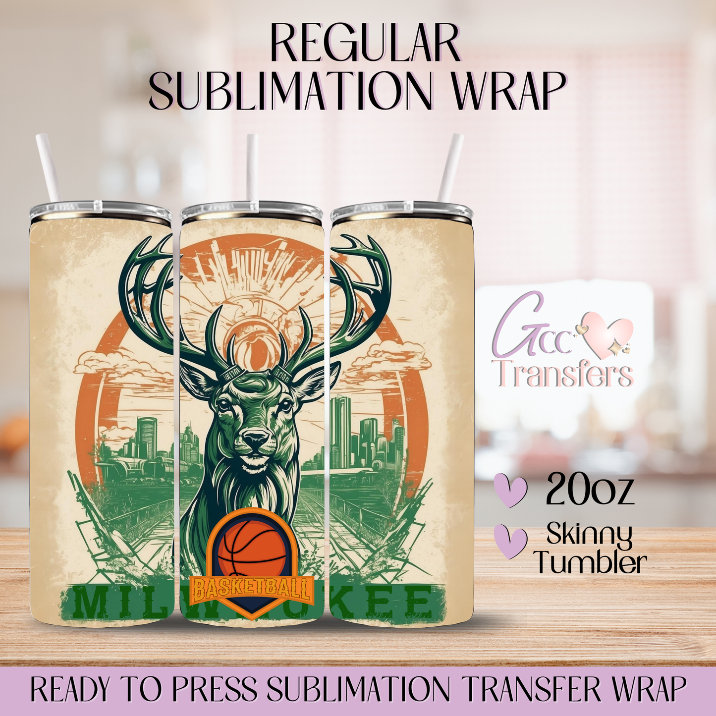 Milwaukee Basketball Team - 20oz Regular Sublimation Wrap