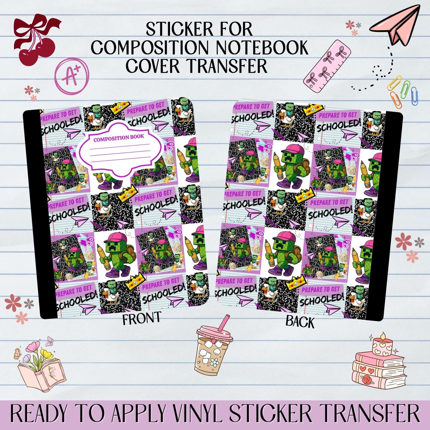 Pink Online Video Game Craft - Sticker for Notebook Cover