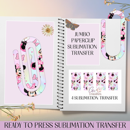Mice Pink Bow - Jumbo Paperclip Sublimation Transfer