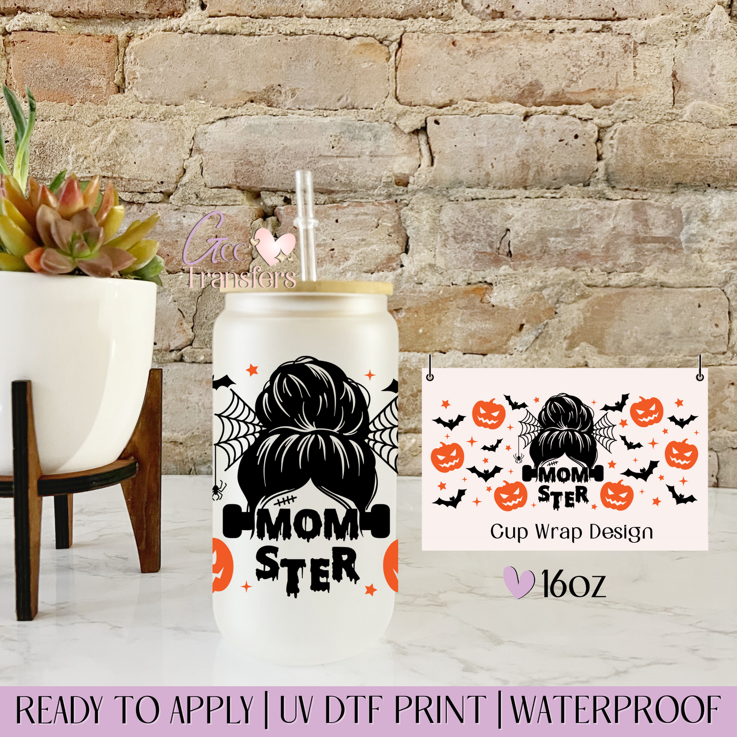 Momster Pumpkin Halloween - 16oz UV DTF WRAP