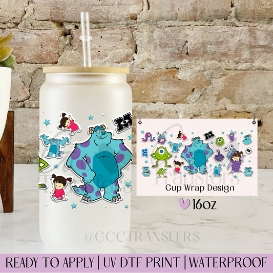 Teal Monster Besties - 16oz UV DTF WRAP