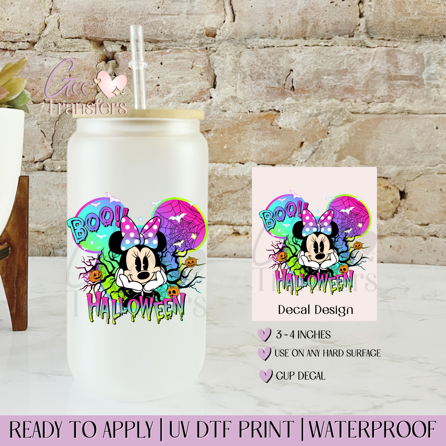 Scary Mice Bow Boo Halloween - Decal UVDTF