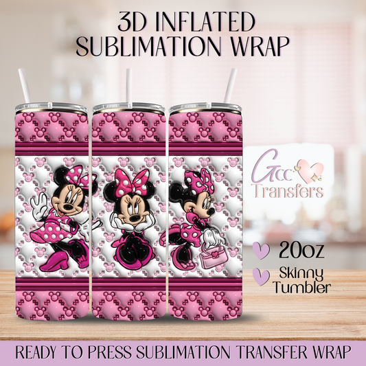 Pink Mice Bow Character - 20oz 3D Inflated Sublimation Wrap