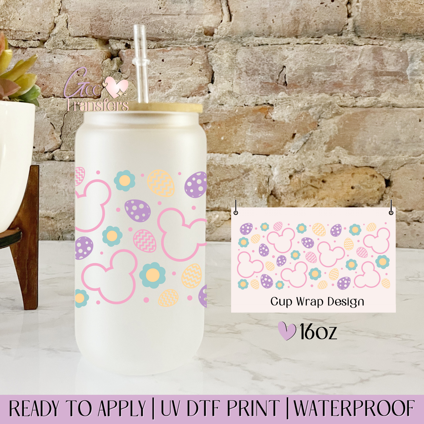 Mouse Easter Head - 16oz UV DTF WRAP