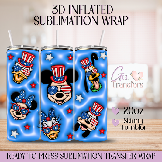 Mice and Friends 4th of July - 20oz 3D Inflated Sublimation Wrap