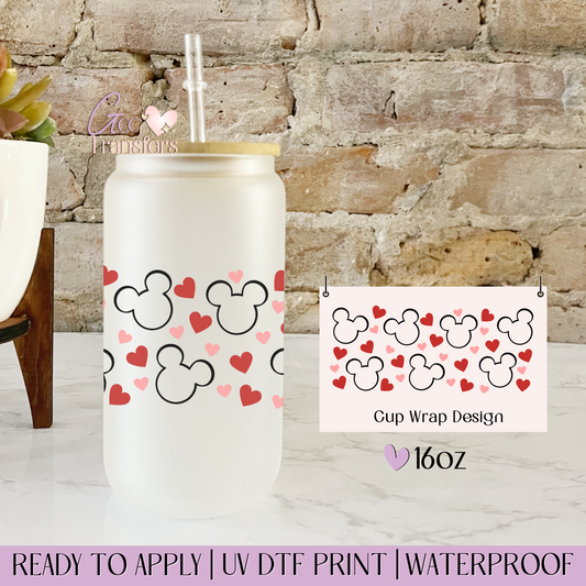 Mice Heads Valentine  - 16oz UV DTF WRAP