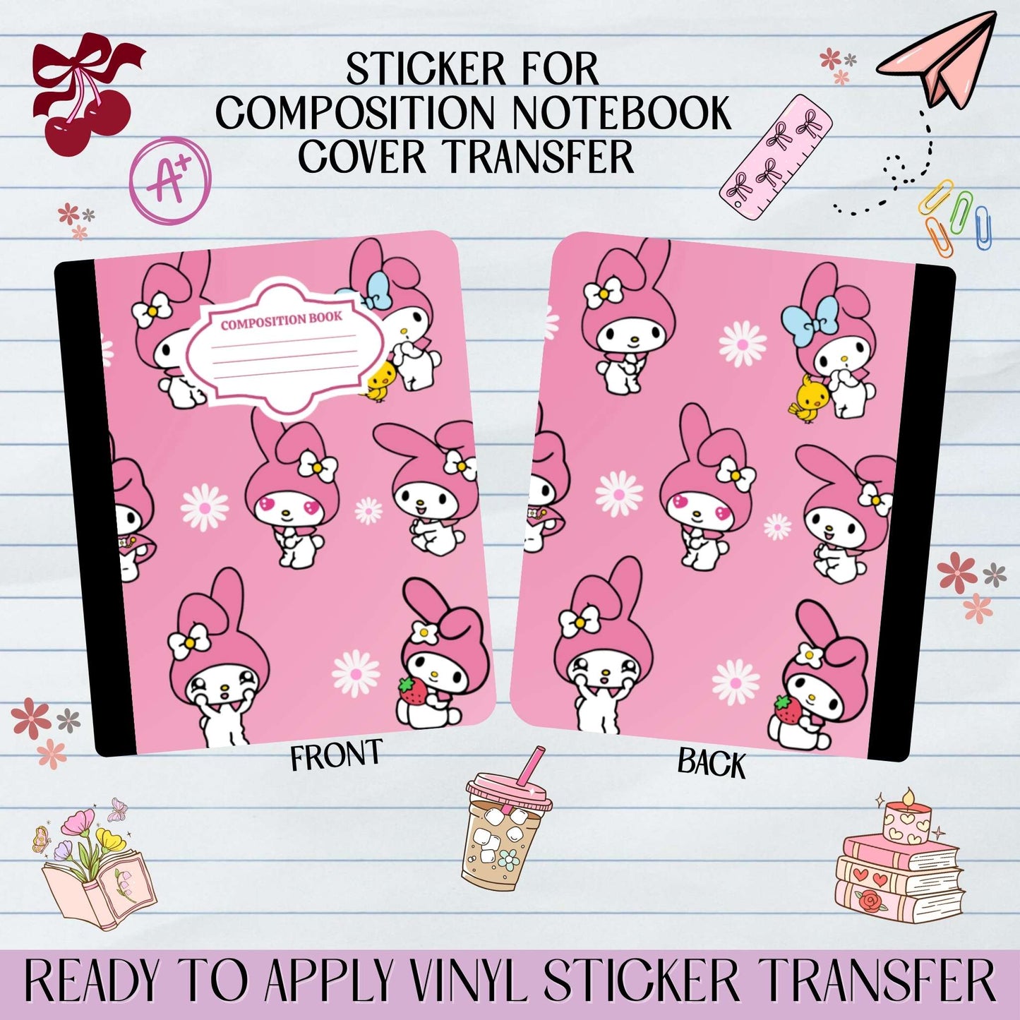 Cute Cat Character - Sticker for Notebook Cover