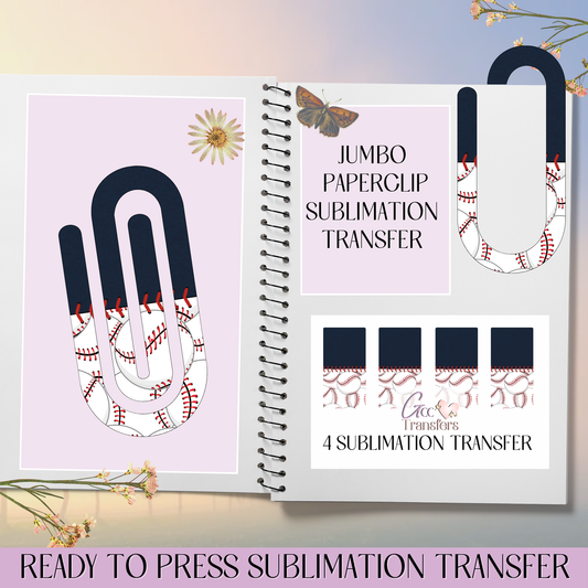 Navy Baseball Pattern - Jumbo Paperclip Sublimation Transfer