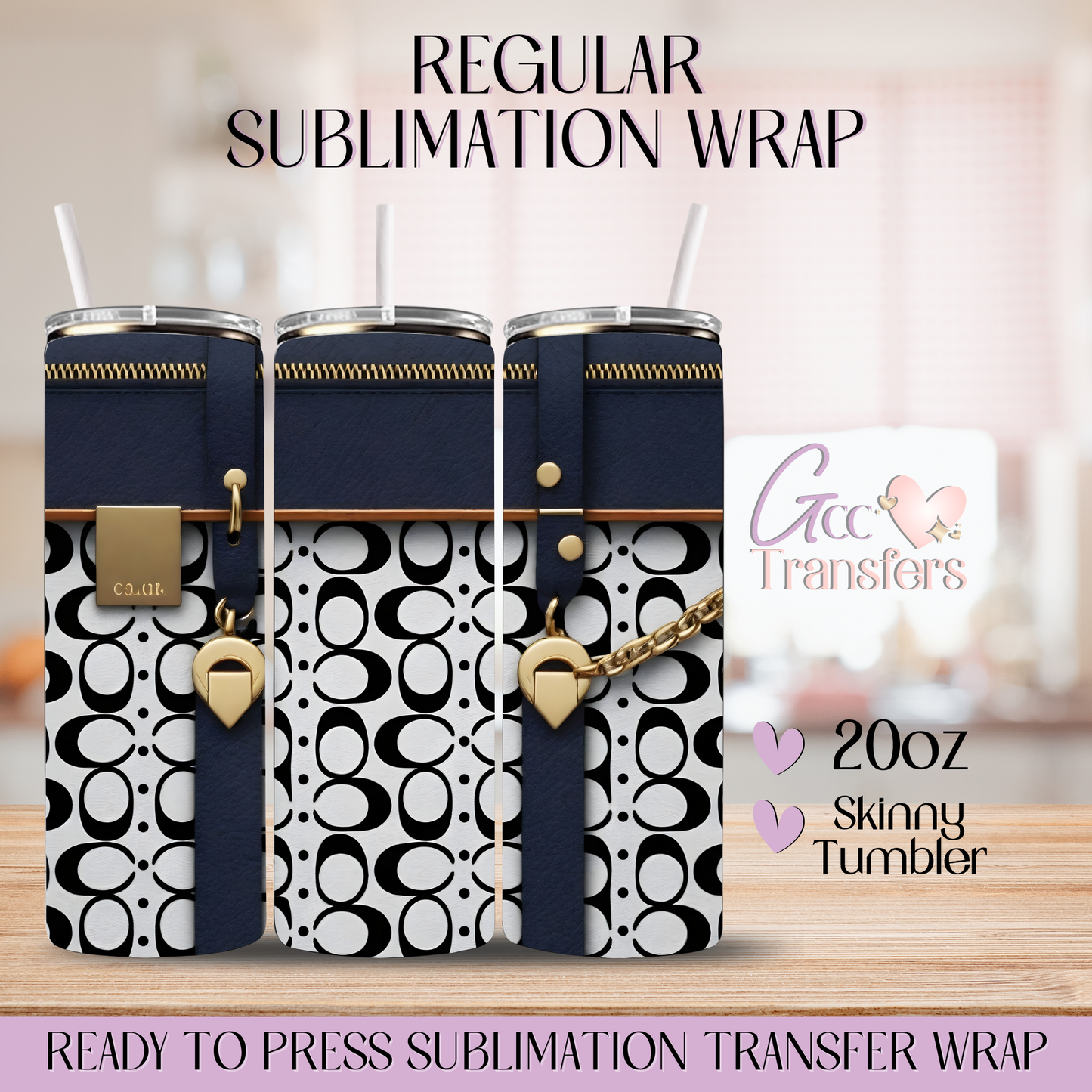 Navy Purse Fashion Leather - 20oz Regular Sublimation Wrap