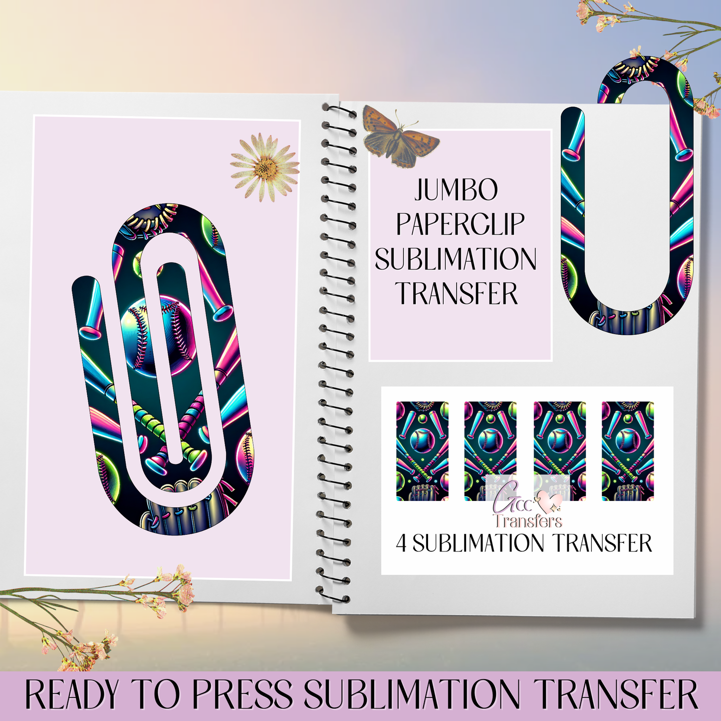 Neon Softball - Jumbo Paperclip Sublimation Transfer