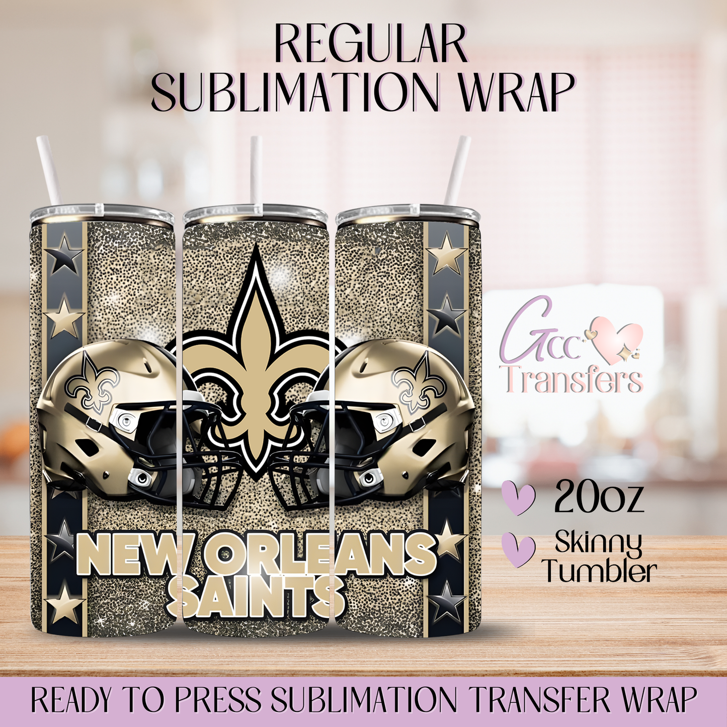 NO Saints Football Team - 20oz Regular Sublimation Wrap