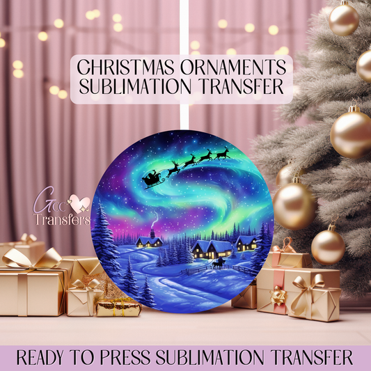Northern Lights Aurora Borealis - 3" Ornament Sublimation Transfer
