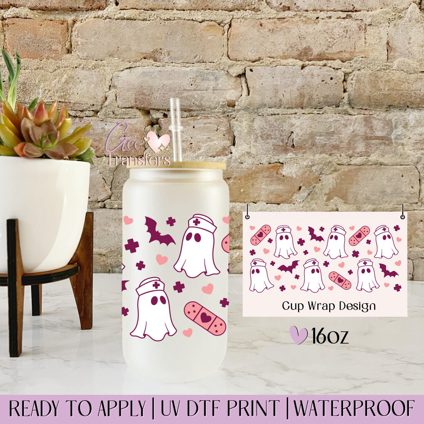Nurse Ghost Halloween - 16oz UV DTF WRAP
