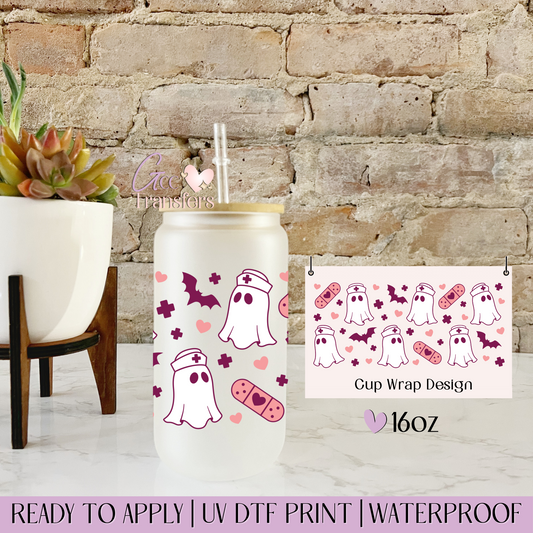 Nurse Ghost Halloween - 16oz UV DTF WRAP